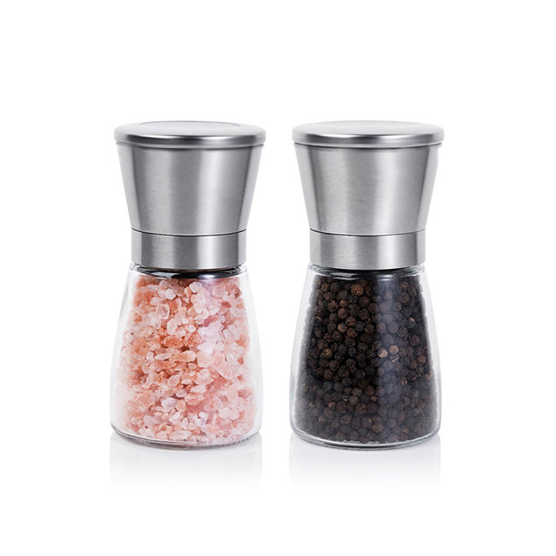 200ml Manual Salt Pepper Grinder Set with Metal Holder