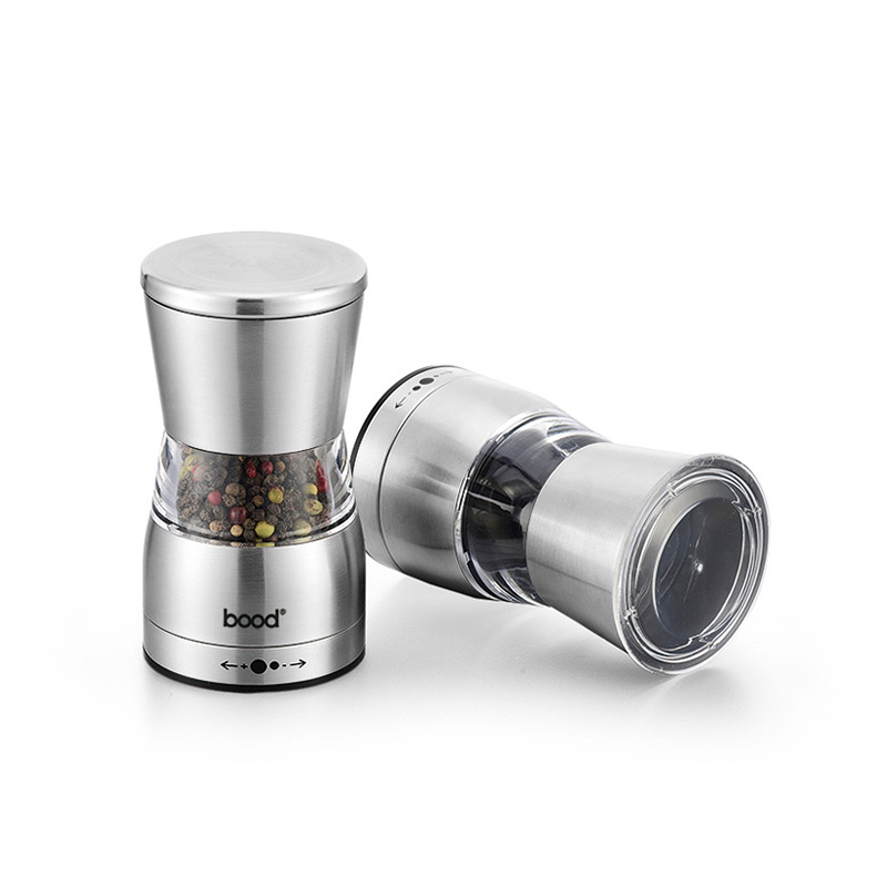 Stainless Steel Salt and Pepper Grinder Set with Stand